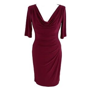 LAUREN RALPH LAUREN Elegant Burgundy Cowl Neck Dress